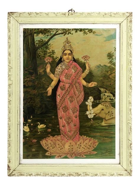 Buy Embellished Goddess Lakshmi Oleograph By Raja Ravi Varma 225in X