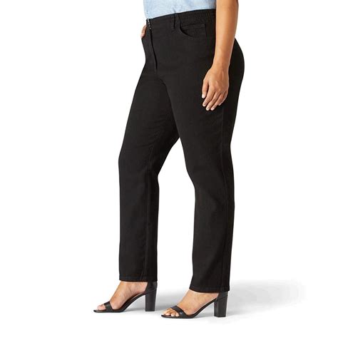 Lee Womens Plus Size Relaxed Fit Side Elastic Black Stretch Size 26w