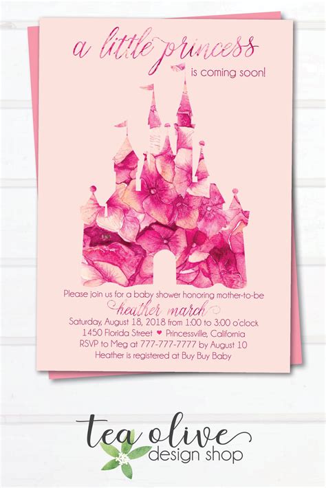 Princess Baby Shower Invitation Floral Castle Invite Etsy