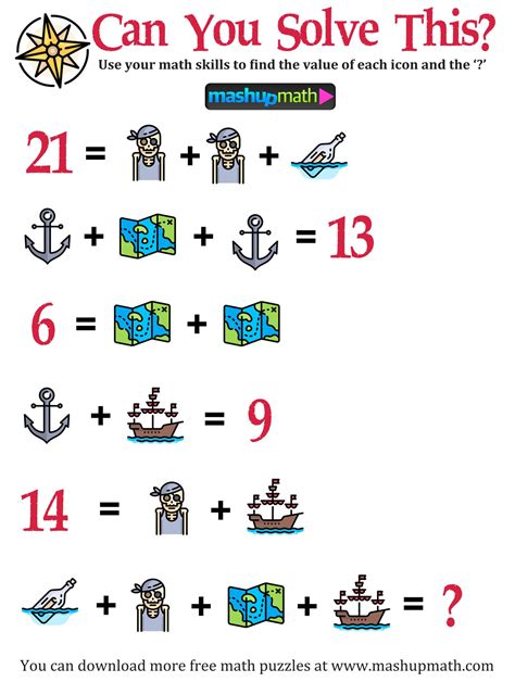 Talklikeapirateday With Images Maths Puzzles Math Puzzles