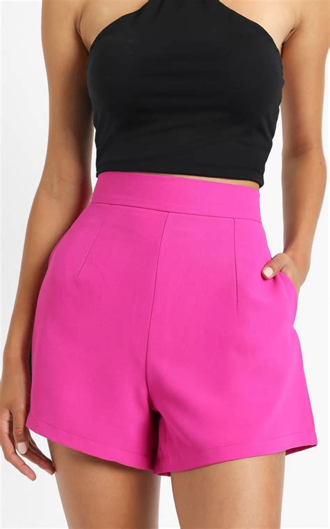 Along The Ride Shorts In Hot Pink Showpo Hot Pink High Waisted