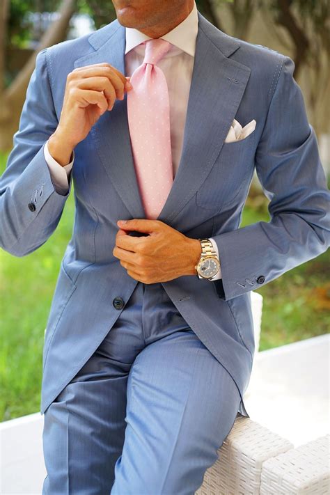soft pink polka dots necktie men s wedding tie wide normal ties au in 2021 light blue suit