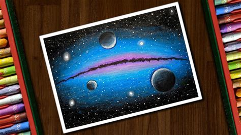 Galaxy Drawing For Beginners With Oil Pastels Step By Step Youtube