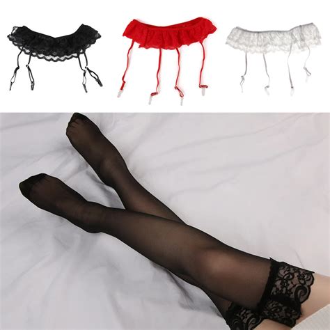 buy 1set fashion women sexy lace soft top thigh highs stockings suspender