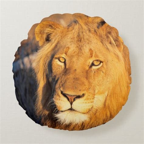 A Red Maned Lion Looking At The Camera Round Pillow Zazzle