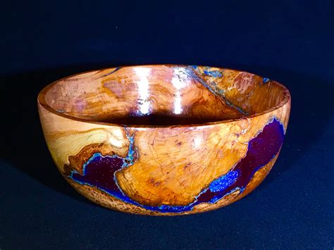 Cherry Burl And Blue Resin Bowl Wood Turning Projects Wood Turning