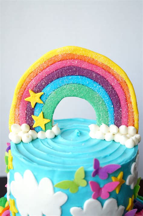 Each baked cake layer will be about 3/8 inch thick. rainbow layered birthday cake | The Baking Fairy