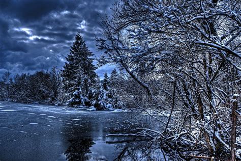 Cloudy Day In Winter Hd Wallpaper Background Image