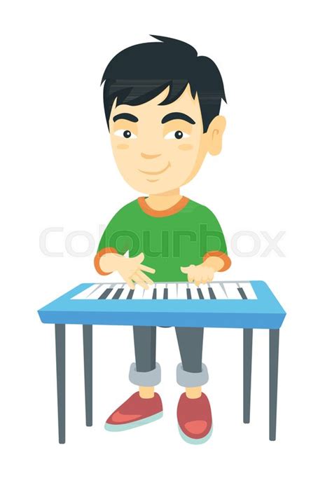 To explore more similar hd image on pngitem. Little asian boy playing the piano. ... | Stock Vector ...