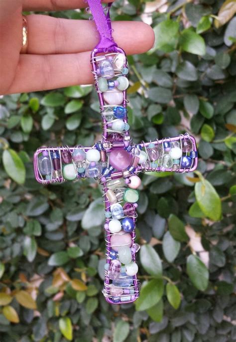 Beaded Cross Wire Wrapped Cross Christian By Sunshinedaydreamz 2600