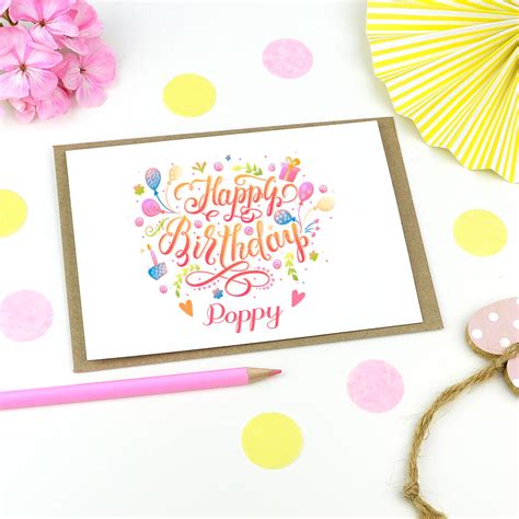 Personalised Happy Birthday Balloons And Cakes Card By Andrea Fays