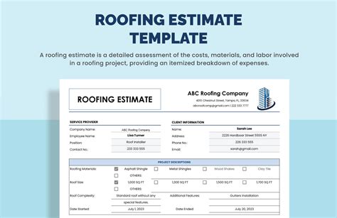Roofing Estimate Templates PDF Docs Word