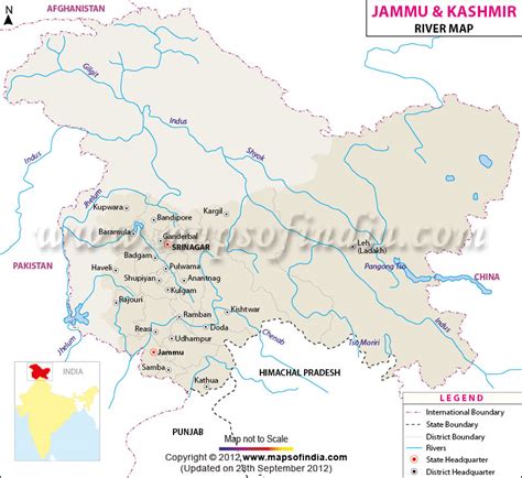 Jammu — the winter capital of the union territory, it is famous for its temples. Jammu and Kashmir River Map, Jammu & Kashmir Rivers