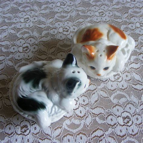 Vintage Cat Salt And Pepper Shakers Kittens In A Basket Ron Etsy Vintage Cat Stuffed