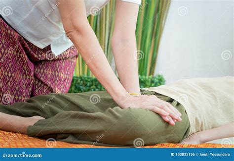 Thai Spa Therapist Is Massaging Woman Leg Stock Photo Image Of Relax
