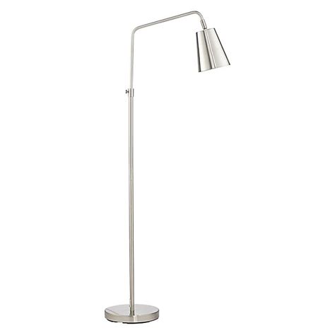 Oatmeal linen shade is the perfect neutral for any room in your home. Pacific Coast Lighting™ Downbridge Floor Lamp in Brushed Steel | Bed Bath & Beyond