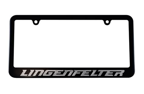 Lingenfelter Cnc Logo License Plate Frame Black Powder Coat Finish