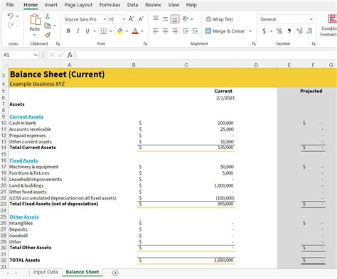 Rental Property Or Airbnb Balance Sheet Template Free Projectionhub