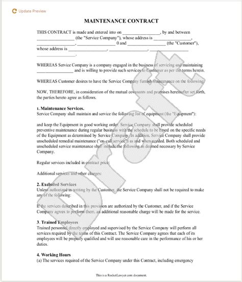 maintenance contracts samples  templates