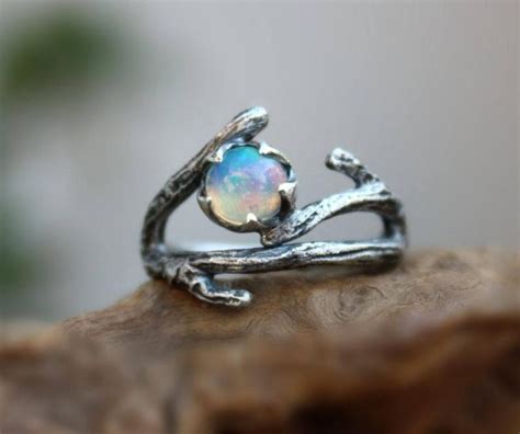 Opal Ringsterling Silver Branch Ringnatural Ethiopian Opal Etsy