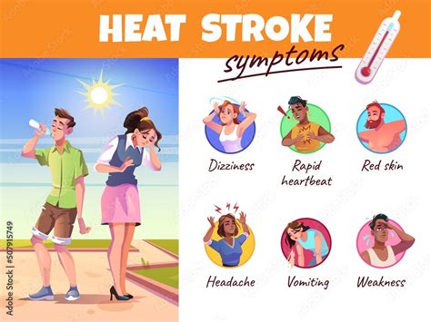 Heat Stroke Symptoms Tired Persons Under Scorching Sun Hot Summer