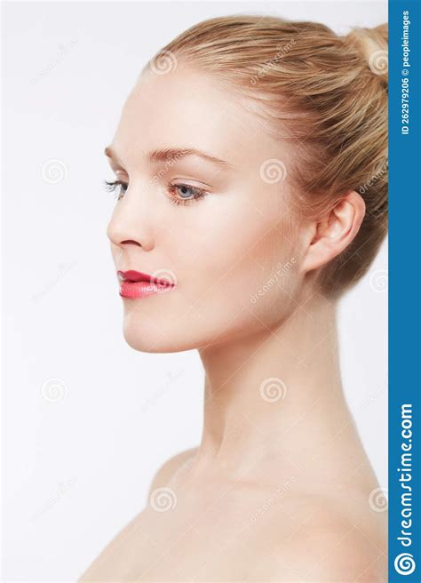 She Has A Flawless Complexion Profile View Of A Beautiful Blonde Model