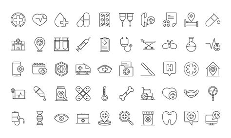 Medical And Hospital Pictogram Line Style Icon Set 1248857 Vector Art