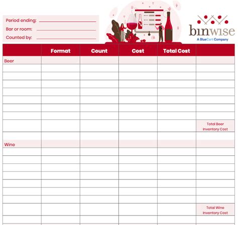 Free Liquor Inventory Template Free Printable Templates