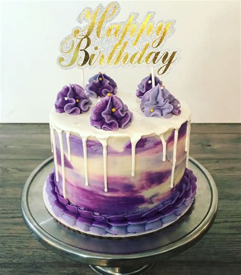 Purple And White Drip Cake Drip Cakes White Birthday Cakes 16