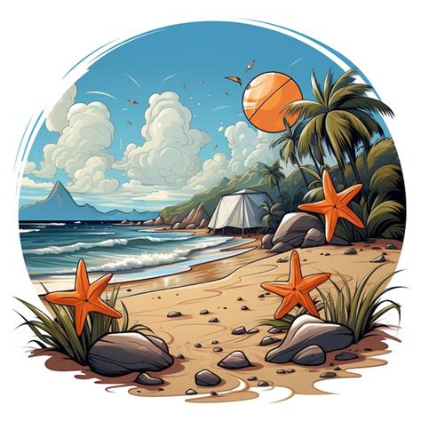 Premium Ai Image Beach Cartoon Logo