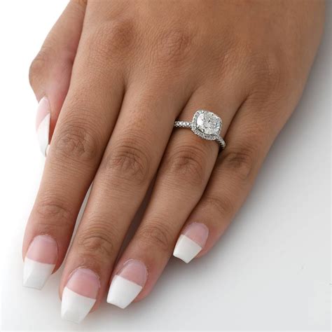 2 12ct Round Diamond Cushion Halo Engagement Ring 14k White Gold
