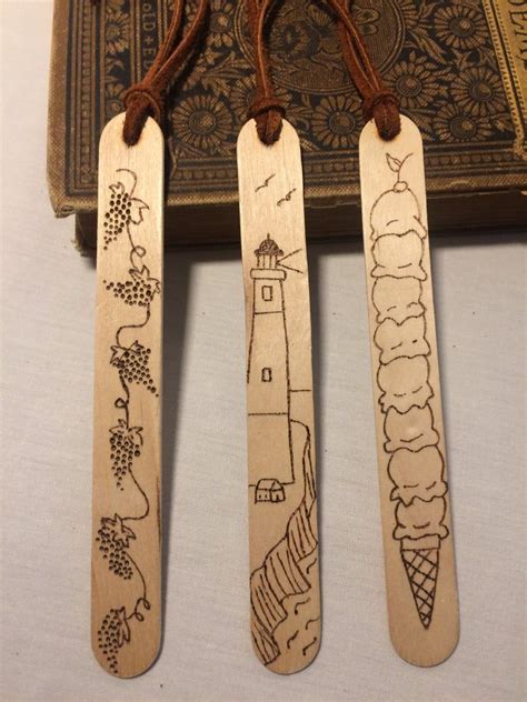 Bookmarks With Leather Cords Set Of Three Bookmarks Etsy Craft