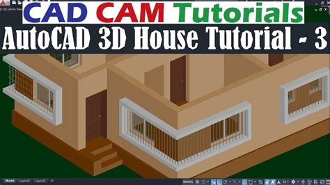 Autocad 3d House Modeling Tutorial 3 Youtube