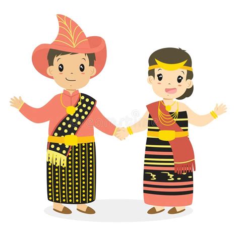 Happy Nusa Tenggara Timur Children Indonesian Children Cartoon Vector