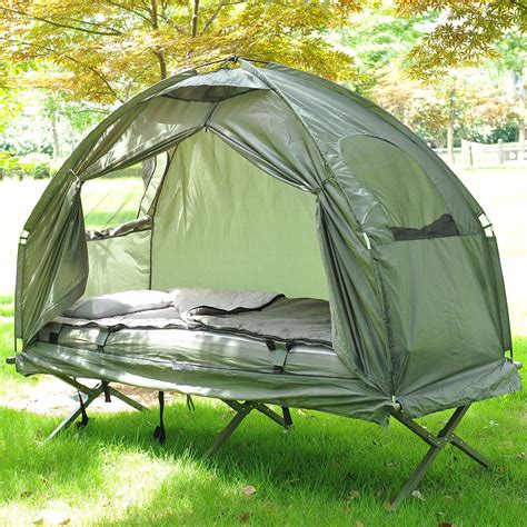Outdoor One Person Folding Dome Tent Hiking Camping Bed Cot W Sleeping Bag New 5055974816312 Ebay