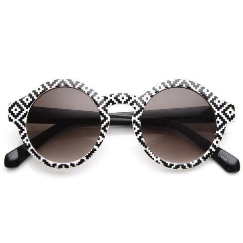 retro indie hipster fashion round pattern sunglasses 8688 from zerouv round frame sunglasses