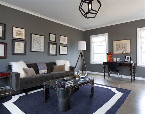 Dark Grey Feature Photo Wall Living Room Grey Blue Living Room