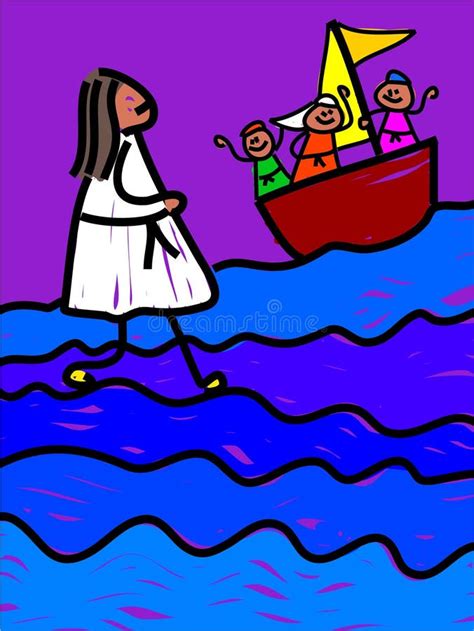 Jesus Walking On The Water Stock Illustration Illustration Of Saint