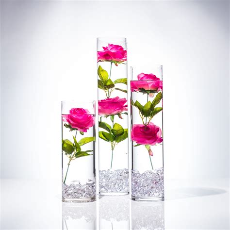 Submersible Red Rose Floral Wedding Centerpiece With Floating Candles And Acrylic Crystals Kit