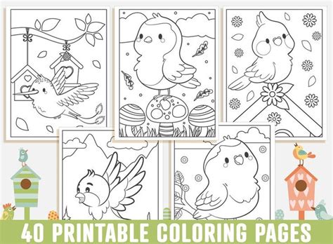 Bird Coloring Pages 40 Printable Bird Coloring Pages For Etsy In 2021