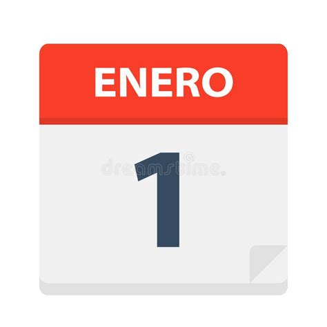 Enero 1 Calendar Icon January 1 Vector Illustration Of Spanish