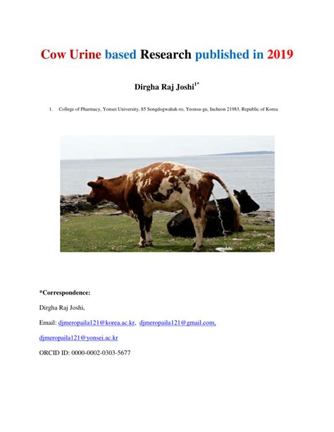 Pdf Cow Urine Based Research Published In 2019