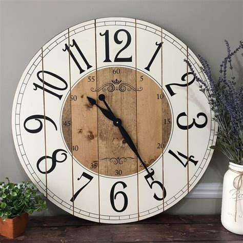28 Inch Farmhouse Clock Rustic Wall Clock Large Wall Clock Etsy