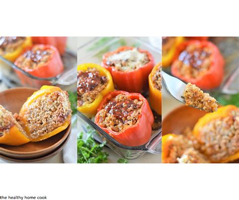 Quinoa Turkey Stuffed Bell Peppers The Healthy Home Cook