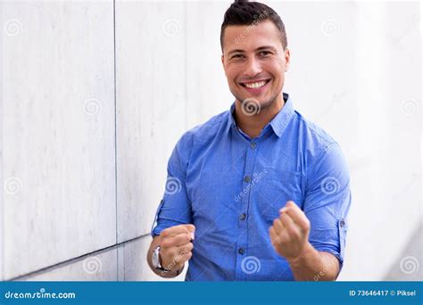 Man Clenching Fists Stock Image Image Of Confident Caucasian 73646417