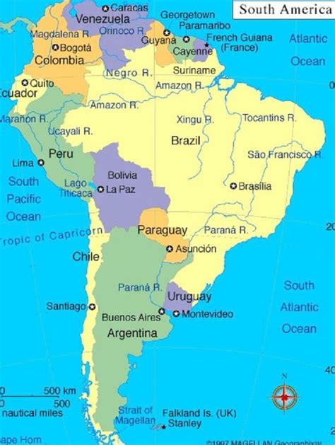South America Countries Map Of South America Countries And Capitals