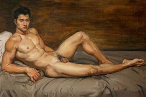 Gay Interest Nude Naked Muscle Man Hand Painted OIL PAINTING ON CANVAS