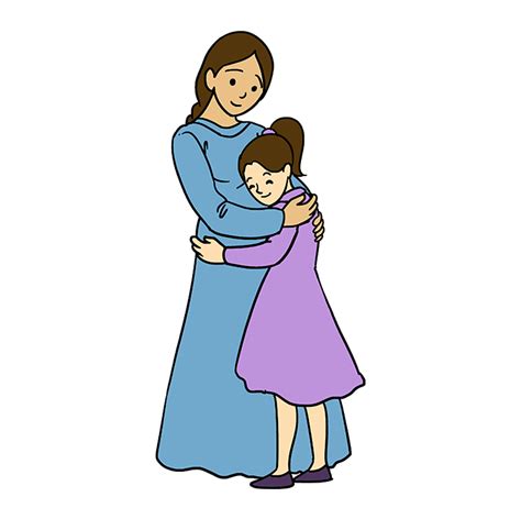How To Draw A Cartoon Mother And Daughter Parent Drawing At