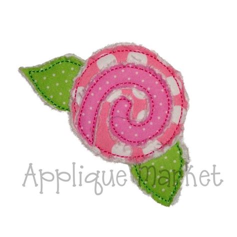 Machine Embroidery Design Applique Frayed Raggy Flower 6 Sizes Etsy