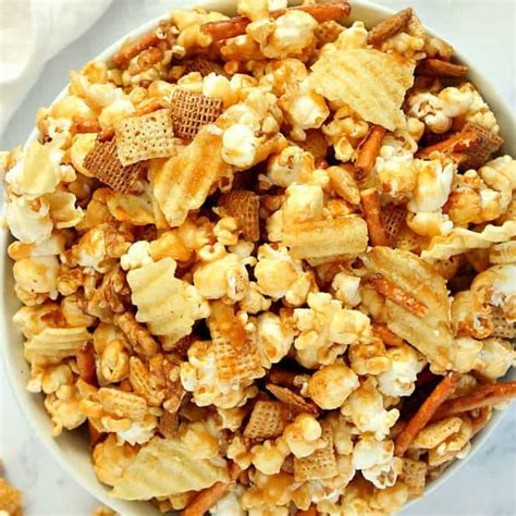 sweet and salty caramel popcorn mix crunchy creamy sweet